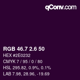 カラーコード: RGB 46.7 2.6 50 | qconv.com