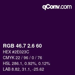 カラーコード: RGB 46.7 2.6 60 | qconv.com
