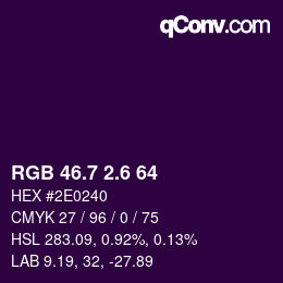 カラーコード: RGB 46.7 2.6 64 | qconv.com