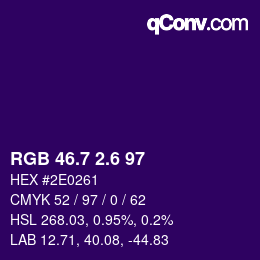 カラーコード: RGB 46.7 2.6 97 | qconv.com