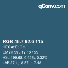 カラーコード: RGB 46.7 92.6 115 | qconv.com