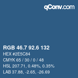 カラーコード: RGB 46.7 92.6 132 | qconv.com