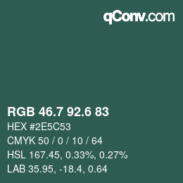 カラーコード: RGB 46.7 92.6 83 | qconv.com