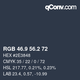 Color code: RGB 46.9 56.2 72 | qconv.com