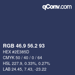 Color code: RGB 46.9 56.2 93 | qconv.com