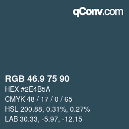 カラーコード: RGB 46.9 75 90 | qconv.com