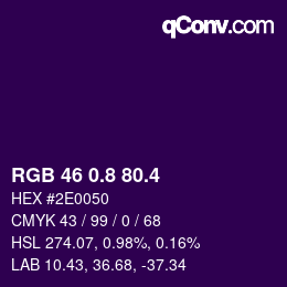 カラーコード: RGB 46 0.8 80.4 | qconv.com