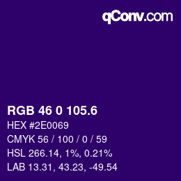 カラーコード: RGB 46 0 105.6 | qconv.com