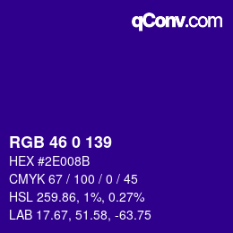 Color code: RGB 46 0 139 | qconv.com