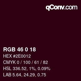 Code couleur: RGB 46 0 18 | qconv.com