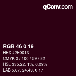 Code couleur: RGB 46 0 19 | qconv.com