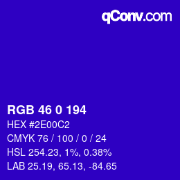 Color code: RGB 46 0 194 | qconv.com