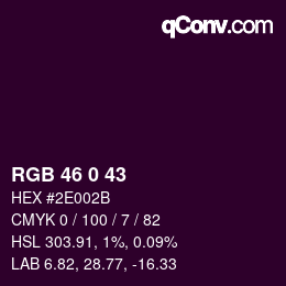 Code couleur: RGB 46 0 43 | qconv.com