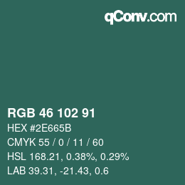 Color code: RGB 46 102 91 | qconv.com