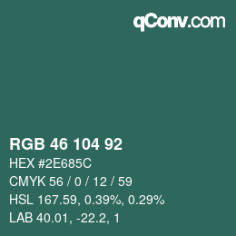 Farbcode: RGB 46 104 92 | qconv.com