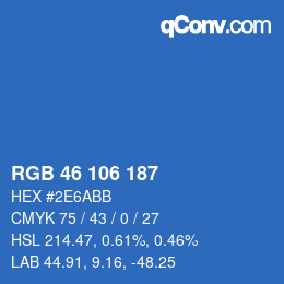 Farbcode: RGB 46 106 187 | qconv.com