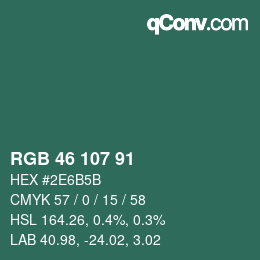 Color code: RGB 46 107 91 | qconv.com