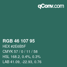 Color code: RGB 46 107 95 | qconv.com