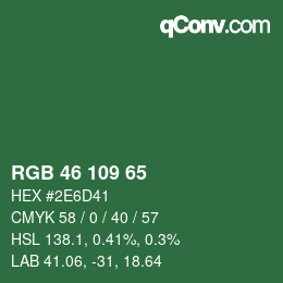 Color code: RGB 46 109 65 | qconv.com