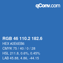 カラーコード: RGB 46 110.2 182.6 | qconv.com