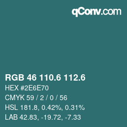 カラーコード: RGB 46 110.6 112.6 | qconv.com