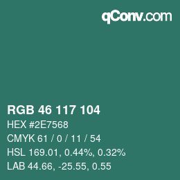 Color code: RGB 46 117 104 | qconv.com