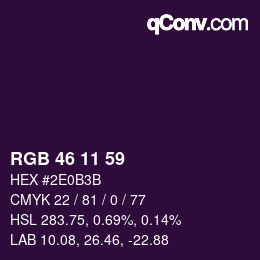 Color code: RGB 46 11 59 | qconv.com