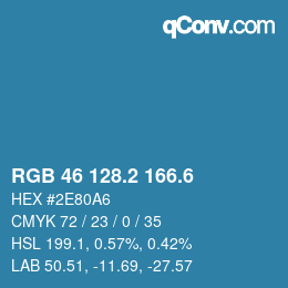 カラーコード: RGB 46 128.2 166.6 | qconv.com