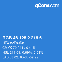 カラーコード: RGB 46 128.2 216.6 | qconv.com