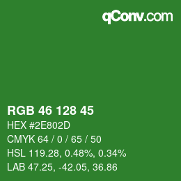 Color code: RGB 46 128 45 | qconv.com