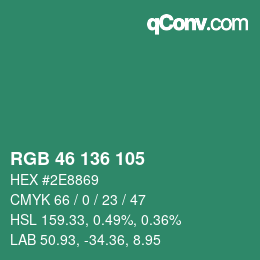 Color code: RGB 46 136 105 | qconv.com