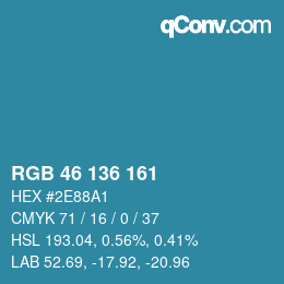 Color code: RGB 46 136 161 | qconv.com