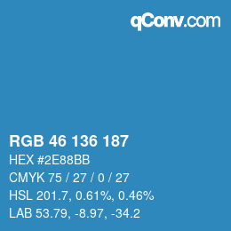 カラーコード: RGB 46 136 187 | qconv.com
