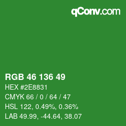 Color code: RGB 46 136 49 | qconv.com