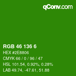 カラーコード: RGB 46 136 6 | qconv.com