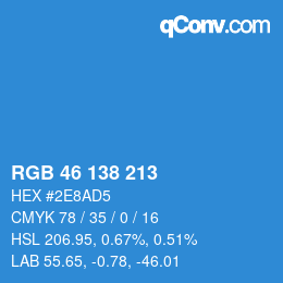 Color code: RGB 46 138 213 | qconv.com