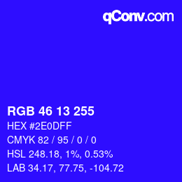 Color code: RGB 46 13 255 | qconv.com