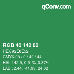 Color code: RGB 46 142 82 | qconv.com