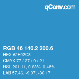 カラーコード: RGB 46 146.2 200.6 | qconv.com