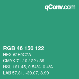 颜色代码: RGB 46 156 122 | qconv.com