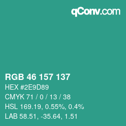 Code couleur: RGB 46 157 137 | qconv.com