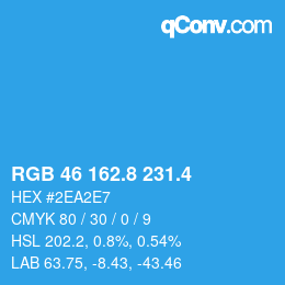 カラーコード: RGB 46 162.8 231.4 | qconv.com