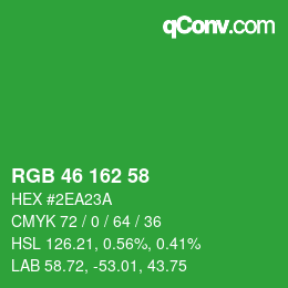 Color code: RGB 46 162 58 | qconv.com
