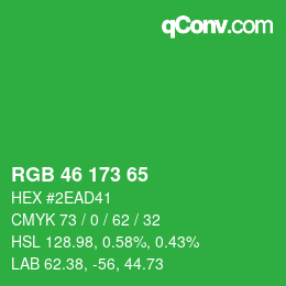カラーコード: RGB 46 173 65 | qconv.com