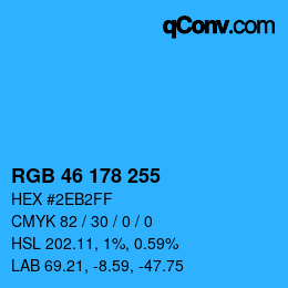 カラーコード: RGB 46 178 255 | qconv.com