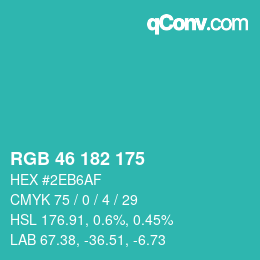 Color code: RGB 46 182 175 | qconv.com