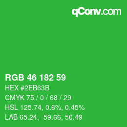 カラーコード: RGB 46 182 59 | qconv.com