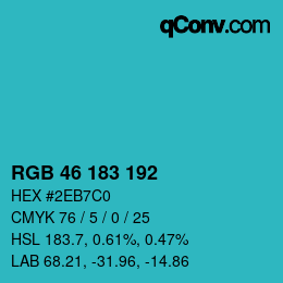 カラーコード: RGB 46 183 192 | qconv.com