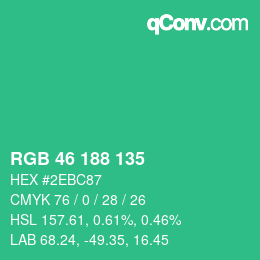 Color code: RGB 46 188 135 | qconv.com
