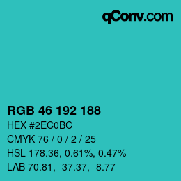 Color code: RGB 46 192 188 | qconv.com